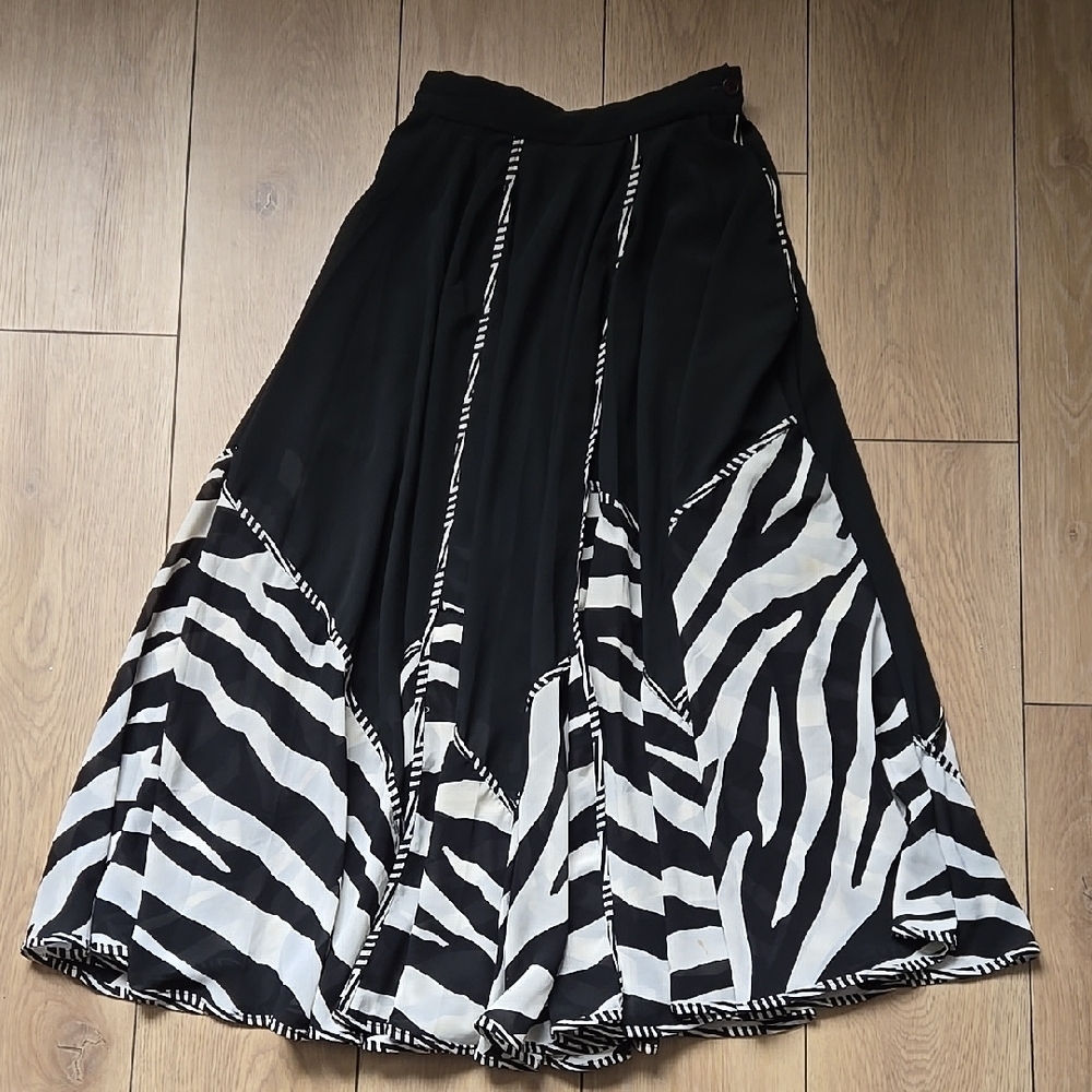 Black and White Zebra Print Maxi Skirt 4-0